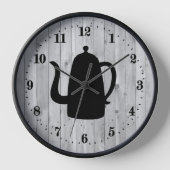cute Country coffee pot word art Large Clock Uhr (Vorderseite)