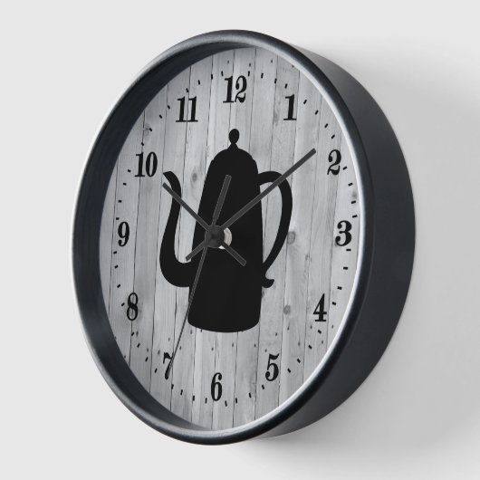 cute Country coffee pot word art Large Clock Uhr (Winkel)