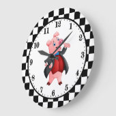 cute Country pig lovers Large Clock Große Wanduhr (Winkel)
