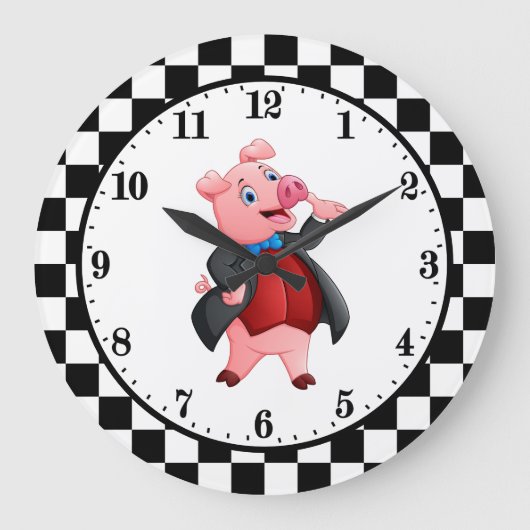 cute Country pig lovers Large Clock Große Wanduhr (Vorderseite)