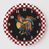 cute Country rooster Farmhouse decor Große Wanduhr (Vorderseite)
