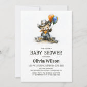 Cute Country Teddy Bear Baby Shower Invitation Einladung (Vorderseite)