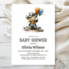 Cute Country Teddy Bear Baby Shower Invitation Einladung