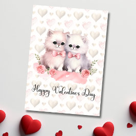 Cute Couple Cats Happy Valentines Day Feiertagskarte