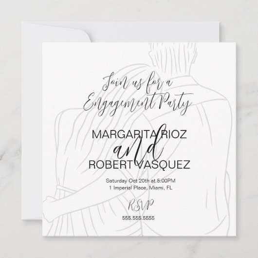 Cute Couple Hugging Script Engagement Party Save The Date (Vorderseite)