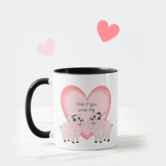 Cute couple of pink piggy tasse