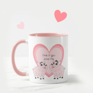 Cute couple of pink piggy tasse