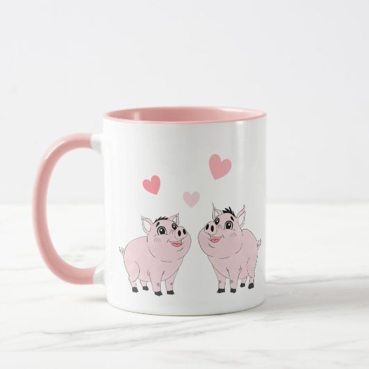 Cute couple of pink piggy tasse (Links)