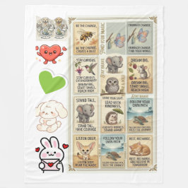 Cute & Courageous Animal Quote for kids Fleecedecke