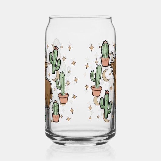 Cute Cow & Cactus Glass Can Drinkware Set Dosenglas (Rechts)