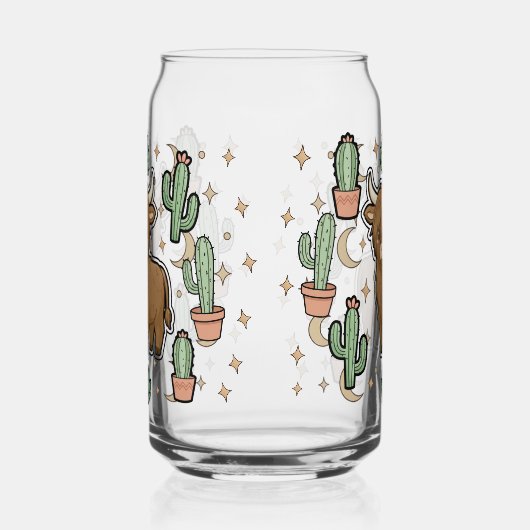 Cute Cow & Cactus Glass Can Drinkware Set Dosenglas (Links)