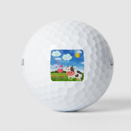 Cute Cow Cartoon Golfball (Vorderseite)