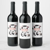 Cute Cow Cartoon Weinetikett (Flaschen)