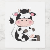 Cute Cow Cartoon Weinetikett (Einzelnes Label)