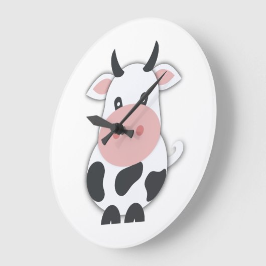 Cute Cow Große Wanduhr (Winkel)