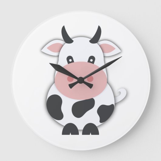 Cute Cow Große Wanduhr (Vorderseite)
