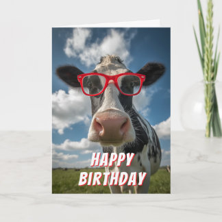 Cute Cow Happy Birthday Karte