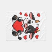 Cute Cow Holding Heart Happy Valentine's Day Kids Fleecedecke (Vorderseite (Horizontal))