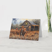 Cute Cow Longhorn Christmas Holiday  Karte (Vorderseite)