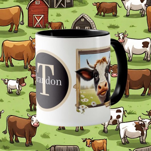 cute cow lovers add monogram tasse