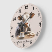 cute cow lovers office or kitchen  große wanduhr (Winkel)