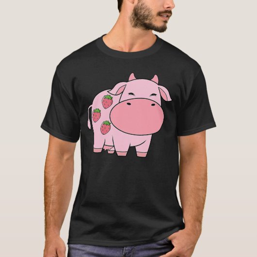 Cute Cow Milk Yoghurt Strawberry T-Shirt (Vorderseite)