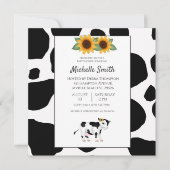 Cute Cow Print Sunflower Baby Shower Einladungen (Vorderseite)