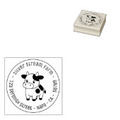 Cute Cow Round Business Address Gummistempel (Stempel)