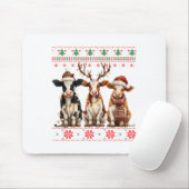 Cute Cow Santa Christmas Lights Ugly Xmas Sweater  Mousepad (Mit Mouse)