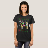 Cute Cow Santa Christmas Lights Ugly Xmas Sweater T-Shirt (Vorne ganz)