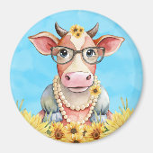 Cute Cow Sunflowers Magnet (Vorne)