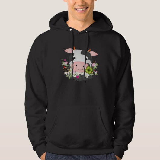Cute cow with c leaf for farm fans  1 hoodie (Vorderseite)