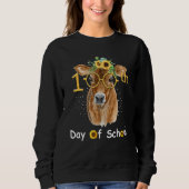 Cute Cow With Sunflower Happy 100th Day Of School Sweatshirt (Vorderseite)