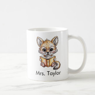 Cute Coyote Reading Book Custom Kaffeetasse