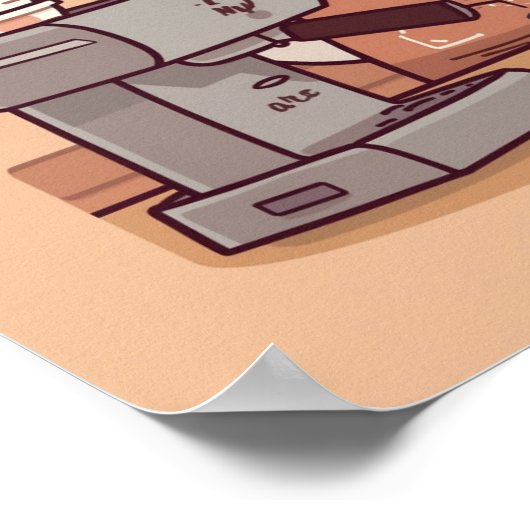 Cute Cozy Cartoon Barista Cat Poster (Ecke)