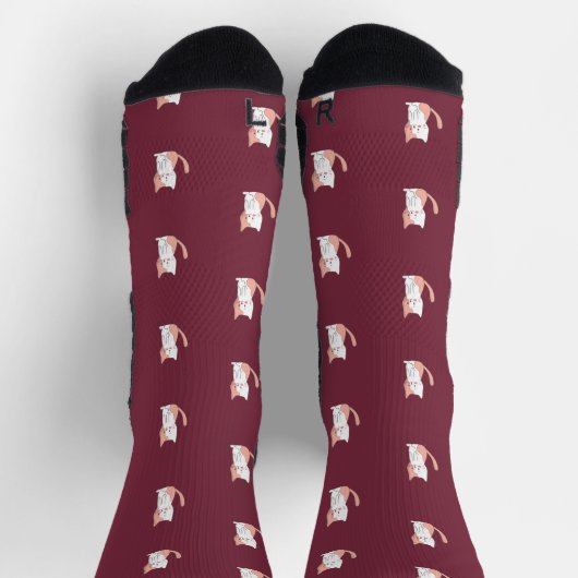 Cute Cozy Cat Burgundy Socken (Oben)