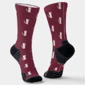 Cute Cozy Cat Burgundy Socken (Gewinkelt)