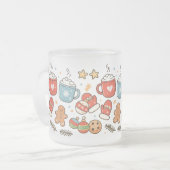Cute Cozy Christmas Doodles Mug Mattglastasse (Vorderseite Links)