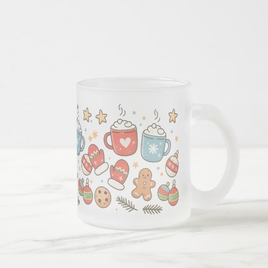 Cute Cozy Christmas Doodles Mug Mattglastasse (Rechts)