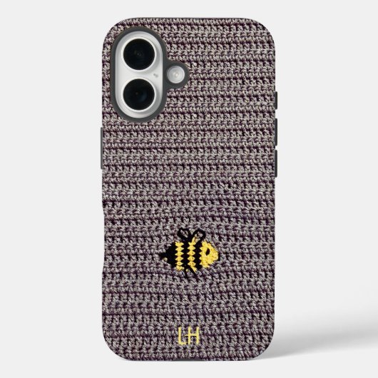 Cute Cozy Crochet Bee Yarn Custom Name Initials Case-Mate iPhone Hülle (Rückseite)