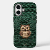 Cute Cozy Crochet Owl Yarn Custom Name Initials Case-Mate iPhone Hülle (Rückseite)