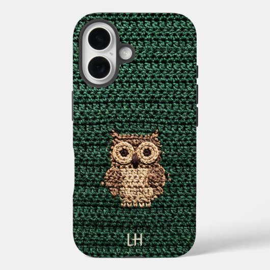 Cute Cozy Crochet Owl Yarn Custom Name Initials Case-Mate iPhone Hülle (Rückseite)