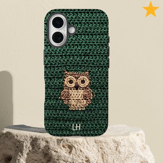 Cute Cozy Crochet Owl Yarn Custom Name Initials Case-Mate iPhone Hülle