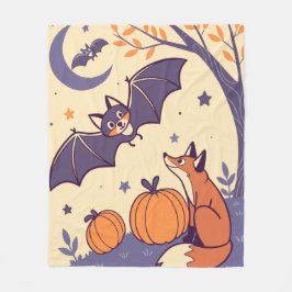 Cute & Cozy Halloween Blanket with Smiling Bats,  Fleecedecke