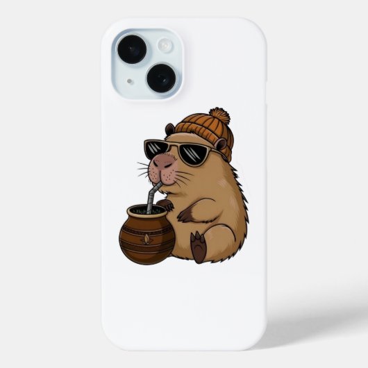Cute Cozy Hamster Drinking Mate – Funny Aesthetic Case-Mate iPhone Hülle (Rückseite)