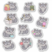 Cute Cozy School Happy Wolf Chibi Sticker Set Pack (Vorderseite)