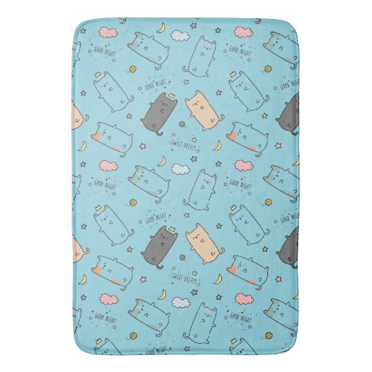 Cute & Cozy Sleepy Cat Dreams Pattern Badematte (Vorderseite Vertikal)