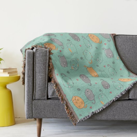Cute & Cozy Sleepy Cat Dreams Pattern Decke