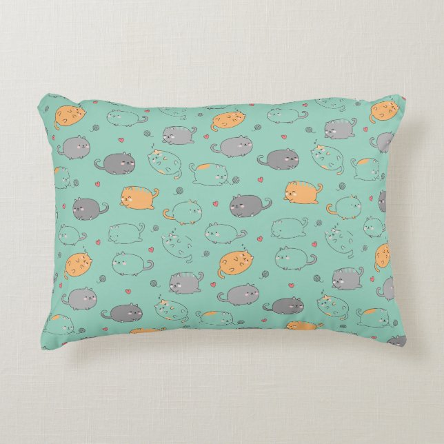 Cute & Cozy Sleepy Cat Dreams Pattern Dekokissen (Vorderseite)