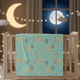 Cute & Cozy Sleepy Cat Dreams Pattern Fleecedecke